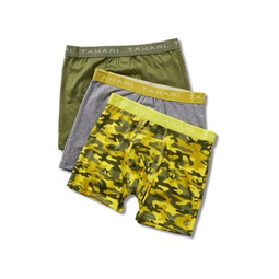 Big Boys 3-Pack Printed and Solid Boxer Briefs with Logo Waistband