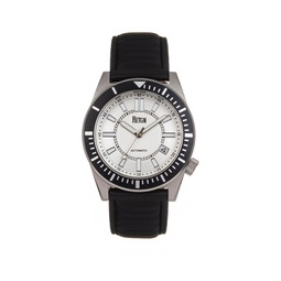 Men Francis Leather Watch - Black/Silver 42mm