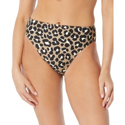 Womens Leopard-Print High-Waisted Bikini Bottoms