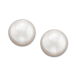 Silver Plated Glass Pearl Stud Earrings (8mm)