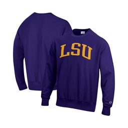 Mens Purple LSU Tigers Arch Reverse Weave Pullover Sweatshirt
