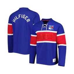 Mens Blue New York Rangers Walter Lace-Up Long Sleeve Top