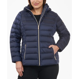 Womens Plus Size Hooded Packable Down Puffer Coat