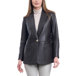 Womens Oversized Leather Blazer Jacket