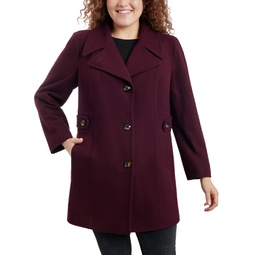 Womens Plus Size Single-Breasted Notched-Collar Peacoat