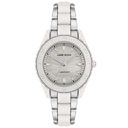 Womens Solar Silver-Tone and White Oceanworks Plastic Watch 32mm