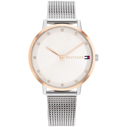 Womens Two Hand Silver-Tone Stainless Steel Watch 34mm