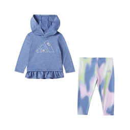Baby Girls Hooded T Shirt and Printed Leggings 2 Piece Set