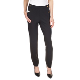 Womens Button High-Rise Ankle Pants