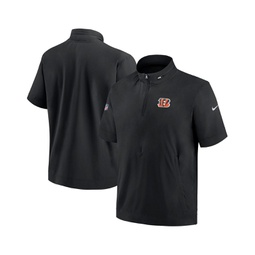 Mens Black Cincinnati Bengals Sideline Coach Short Sleeve Hoodie Quarter-Zip Jacket