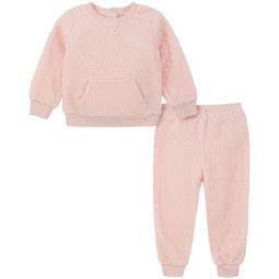 Baby Girls Boucle Crew-Neck Pullover and Pants Sweatsuit 2 Piece Set