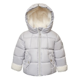Baby Girls Berber Cuff Split Zip Hood Puffer Jacket