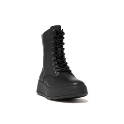 Womens F-Mode Leather or Nubuck Lace-Up Flatform Ankle Boots