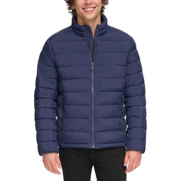 Mens Quilted Full-Zip Stand Collar Puffer Jacket