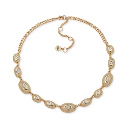 Gold-Tone Mixed Crystal Station Collar Necklace 16 + 3 extender