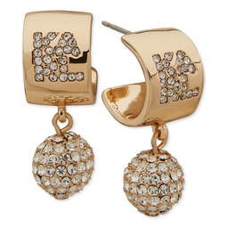 Womens Gold-Tone Crystal Karl Ball Drop Earrings