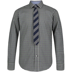 Big Boys Long Sleeve Stretch 3 Color Gingham Shirt and Tie