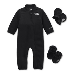 Baby Boys Fleece Coverall Mittens and Socks 3 Piece Set