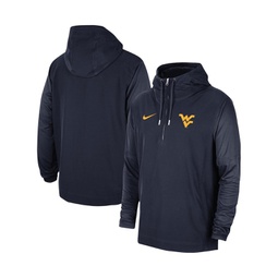 Mens Navy West Virginia Mountaineers 2023 Coach Half-Zip Hooded Jacket