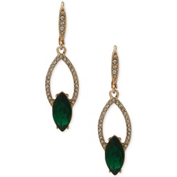 Gold-Tone Pave & Navette Color Stone Drop Earrings