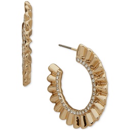 Gold-Tone Small Pave Scalloped C-Hoop Earrings 0.68