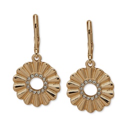 Gold-Tone Pave Scalloped Drop Earrings