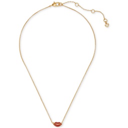 Gold-Tone Crystal Lip Pendant Necklace 16 + 3 extender
