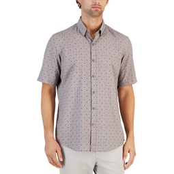 Mens Alfatech Geometric Dot Stretch Button-Up Short-Sleeve Shirt