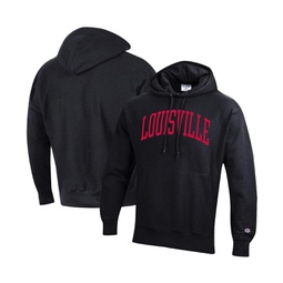 Mens Black Louisville Cardinals Team Arch Reverse Weave Pullover Hoodie