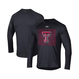 Mens Black Texas Tech Red Raiders 2023 Sideline Tech Raglan Long Sleeve T-shirt