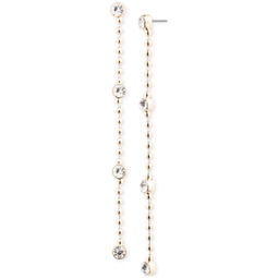 Gold-Tone Crystal & Bead Linear Drop Earrings