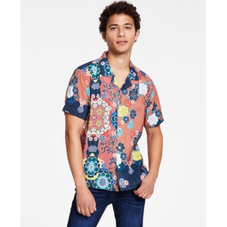 Mens Sandwash Pacific Blooms Printed Button-Down Camp Shirt
