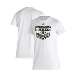 Womens White Nebraska Huskers Military-Inspired Appreciation AEROREADY T-shirt