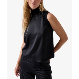 Womens Nights Like This Satin-Front Sleeveless Top