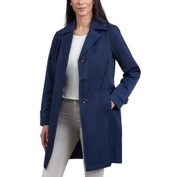 Womens Petite Single-Breasted Reefer Trench Coat
