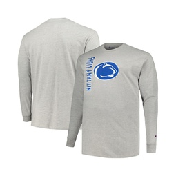 Mens Heather Gray Penn State Nittany Lions Big and Tall Mascot Long Sleeve T-shirt