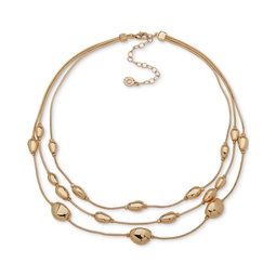 Gold-Tone Pebble Layered Collar Necklace 16 + 3 extender