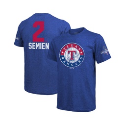 Mens Threads Marcus Semien Royal Texas Rangers 2023 World Series Champions Name and Number T-shirt