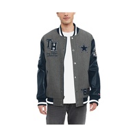 Mens Heather Gray Navy Dallas Cowboys Gunner Full-Snap Varsity Jacket