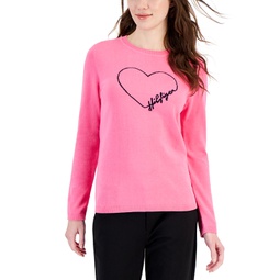 Womens Cotton Outline Heart Logo Sweater