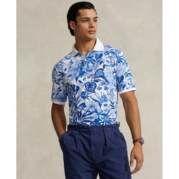 Mens Classic-Fit Floral-Print Mesh Polo Shirt