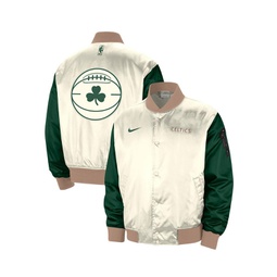 Mens Cream Boston Celtics 2023/24 City Edition Courtside Premier Full-Snap Bomber Jacket