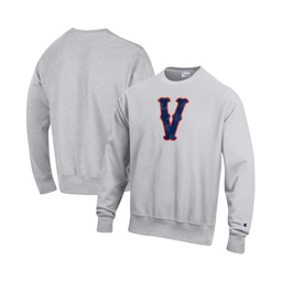 Mens Heathered Gray Distressed Virginia Cavaliers Vintage-Like Vault Logo Reverse Weave Pullover Sweatshirt