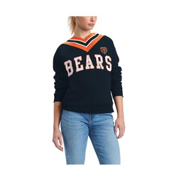Womens Navy Chicago Bears Heidi V-Neck Pullover Sweatshirt