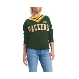 Womens Green Green Bay Packers Heidi V-Neck Pullover Sweatshirt