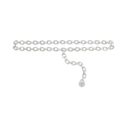 Womens Silver-Tone Padlock-Charm Chain Belt