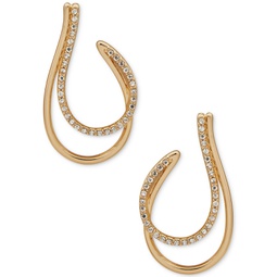 Gold-Tone Double-Row Crystal Hoop Earrings 1-2/5