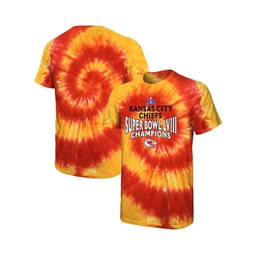 Mens Red Kansas City Chiefs Super Bowl LVIII Champions Soft Hand Tie-Dye T-shirt