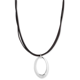 Open Drop Leather Cord Pendant Necklace 16 + 3 extender