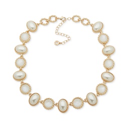 Gold-Tone White Stone & Mother-of-Pearl Collar Necklace 16 + 3 extender
